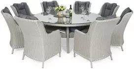 Lauko baldų komplektas Bristol Round Elegant 180 cm, 8+1, Baltas / Pilkas