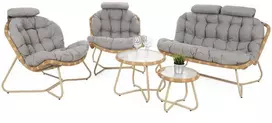Lauko baldų komplektas Palermo Round, rusvai gelsvas / Light Pilkas
