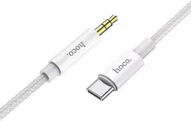 Kabelis AUX Jack 3,5 mm - USB C Hoco 1 m UPA19 sidabrinis