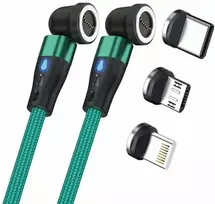 USB laidas Realpower USB-A - USB-C + microUSB + Lightning 1 m Žalias (439650)