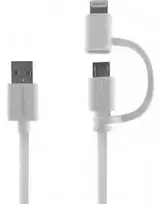 THOMSON TH2IN1CABLEW - greitas du viename laidas - Lightning ir mikro USB, 1m, baltas