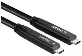 USB Kabelis - LINDY USB 3.2 10Gbps ir DP 1.4 Type C Hibridinis Laidas (4 juostos), 10Gbps, 4K144Hz, 60W, 15 m, Juodas