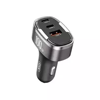 XO automobilinis įkroviklis CC61 PD QC 3.0 100W 1x USB 1x USB-C 1x Lightning pilkos spalvos