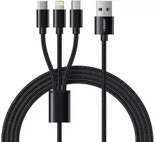 Cable 3in1 USB A to Lightning / Typ C / Micro USB VEGER 2A 12W V303 1,2 m juodas