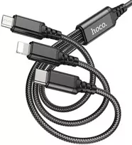 Laidas 3in1 USB A į Lightning / Micro USB / USB C Hoco 2A 1 m X76 juodas