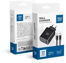 BlueStar Telefono įkroviklis Blue Star USB C QC4.0 PD 3A 45W + laidas USB C į USB C TFB-TC-45WPD juodas