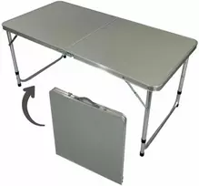 Turistinis sulankstomas stalas, 120x60x55-70 cm, pilkas
