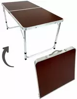 Turistinis sulankstomas stalas, 120x60x55-70 cm, tamsios medienos spalvos
