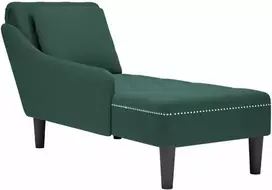 Poilsio gultas su pagalve/porankiu dešinėje, žalia, aksomas