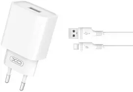 XO sieninis įkroviklis CE02D QC 3.0 18W 1x USB baltas + USB-C laidas