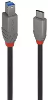 USB Laidas - LINDY Anthra Line USB 3.2 Type C į B Laidas, M/M, 5Gbp, 0.5 m, Juodas