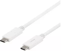 DELTACO USB-C - USB-C laidas, 5Gbit/s, 5A, 1M, baltas