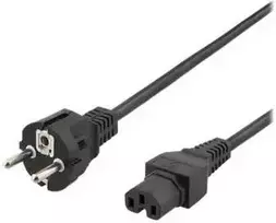 Deltaco Maitinimo laidas CEE 7/7 - IEC C15, 0,5 m, juodas