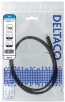 DELTACO USB 2.0 USB-C - USB-C įkrovimo laidas, 3A, 1m, juodas