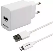 ESSENTIALS Sieninis įkroviklis 12 W, USB-A lemputė. MFI, 1 m laidas, baltas