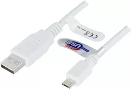 DELTACO USB-303W - USB kabelis - micro USB B tipo (kištukas) - USB (kištukas) - USB 2.0 - 3 m - baltas