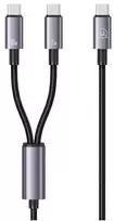 USAMS Kabelis 2in1 2xUSB-C 72W 1,2m aliuminio lydinio duomenų kabelis Sufeng Series SJ740USB101 (US-SJ740)