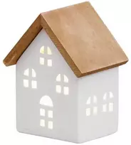Dekoratyvinis namas su mediniu stogu ir LED apšvietimu Winteria