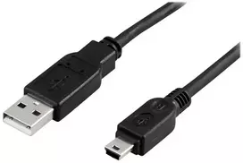DELTACO USB-23S USB kabelis USB-A į Mini-B 0,5 m USB 2.0, juodas