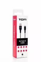 SEEK TOTI USB A to Type-C, 2m Braided Cable 2A, Juodas/Space pilkas