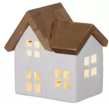 Dekoratyvinis namas su mediniu stogu ir LED apšvietimu Winteria