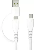 Forever recycling kabelis 2in1 1,5m 3A USB-C - USB-C + USB-A KR2W1-00 baltos spalvos
