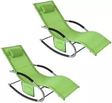 Sobuy 2 x supamasis krėslas, Poilsio krėslas, Lauko baldai, 2-vietis, žalias, OGS28-GRx2