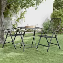 Sodo stalas, antracito, 60x60x72cm, plėsto metalo tinklelis
