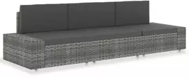 Modulinė trivietė sofa, pilkos spalvos, poliratanas
