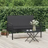 Sodo suoliukas su pagalvėle, juodas, 105cm, poliratanas