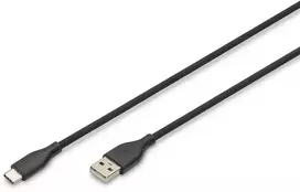„Digitus Silicone“ USB-A - USB-C jungiamasis kabelis, USB 2.0 60W, 2m Juodas