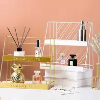 BEAUTY LIFE Kosmetikos Pusiau Dviejų Lygių Metalinė Lentyna - Auksinė