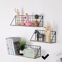Metalinė siena lentyna LOFT 45 x 13,5 cm - juoda