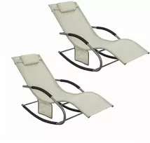 Sobuy 2 x supamasis krėslas, Poilsio krėslas, Lauko baldai, 2 sėdimos vietos, OGS28-MIx2