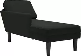 Poilsio gultas su pagalve/porankiu dešinėje, juoda, aksomas