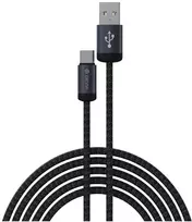 Devia kabelis Gracious EC649 USB - USB-C 1,0 m 2A juodos spalvos