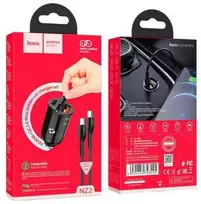 Įkroviklis automobilinis Hoco NZ2 (1xUSB;1xUSB-C; 30W) + laidas "USB-C(Type-C) to Lightning" juodas