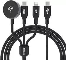Dudao „Apple Watch A72b8 A12Max+ PD 100W 3in1“ įkroviklio laidas: USB-C „Lightning“ 1,2 m – juodos spalvos