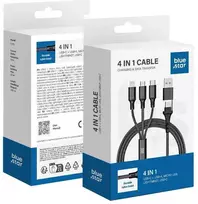BlueStar USB laidas 4in1 Blue Star (C172) lightning+MicroUSB+USB-C (12W; 2.4A) 1.2M