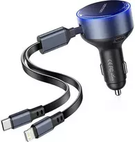 Vention FFOB0 USB-C automobilinis įkroviklis + USB-C/Lightning 30W laidas