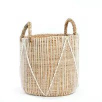 Bazaar Krepšys, Tiesi siūlai Makrame technika, 0,35x0,35x0,45 m, Jūros žolė