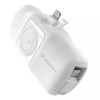 Wozinsky WF16-YLS 5000mAh 15W Lightning Mini Power Bank su Built-in USB-C kabelis ir Apple Watch Charger – baltos spalvos