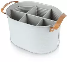 Pilkos spalvos metalinė butelių dėžutė