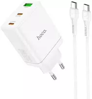 Telefono įkroviklis Hoco 2 x USB C + USB A QC3.0 PD 3A 35W + laidas USB C į USB C N33 baltas