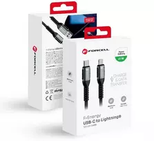 USB C - Lightning laidas Forcell F-Energy PD 3A 27W Cafule 1,2 m C259 juodas