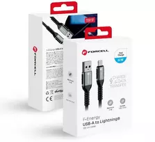 USB A tipo į „Lightning“ tipo laidas Forcell F-Energy 2,4A 12W Cafule 1,2 m C257 juodas
