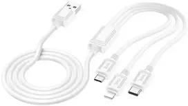 Laidas 3in1 USB A į Lightning / Micro USB / USB C Hoco 2A 1 m X74 baltas
