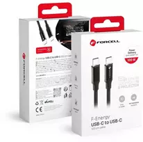 USB C į USB C laidas Forcell F-Energy QC4.0 PD 3A 60W 1 m C338 juodas