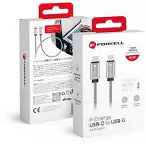 USB C į USB C laidas Forcell F-Energy QC4.0 PD 3A 60W metalinis 1 m C237 sidabrinis