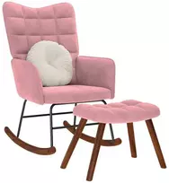 supama kėdė su taburete Rožinė Velvet